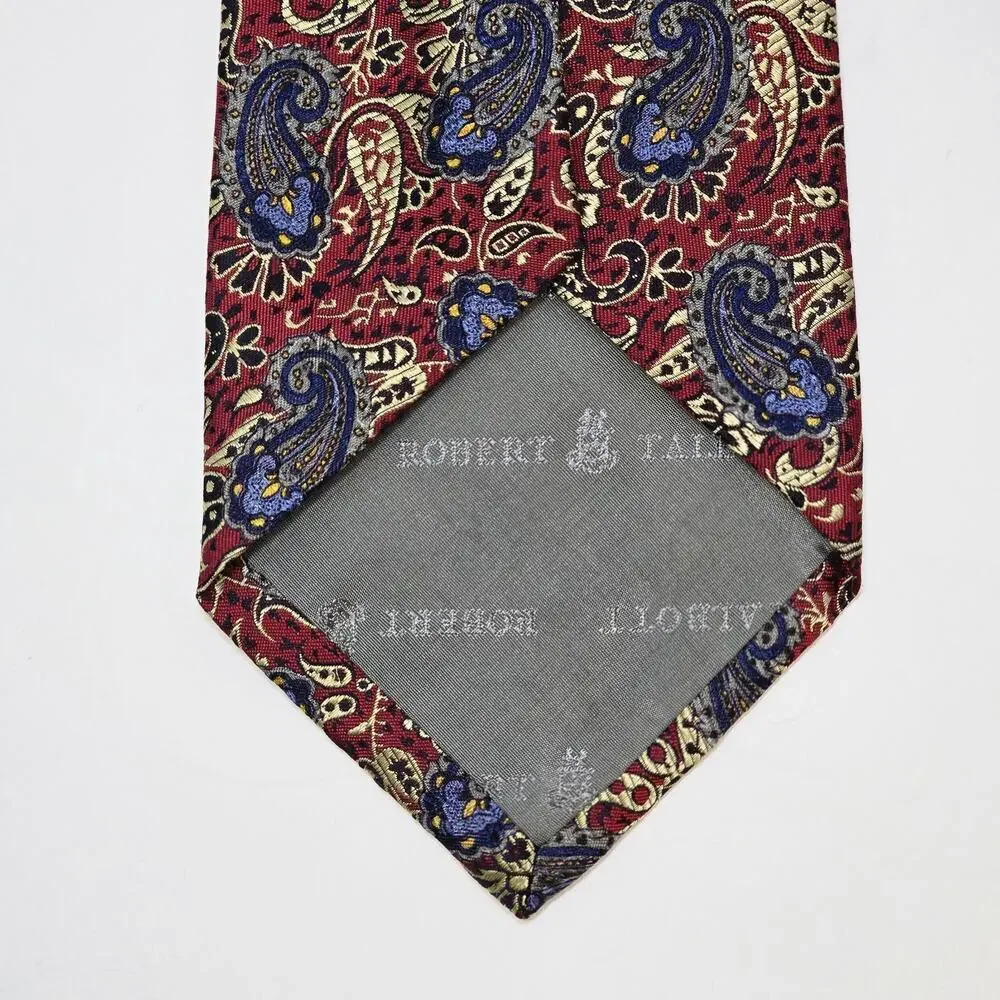 Robert Talbott Best of Class Nordstrom Silk Tie Red Blue Gold Paisley Luxury